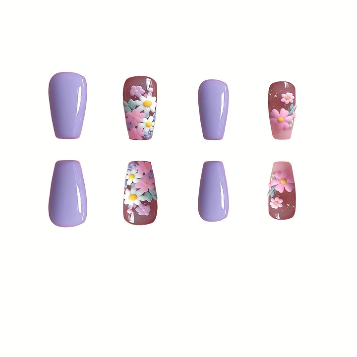 Flower-Decorated Press-On Nail Art Stornfield