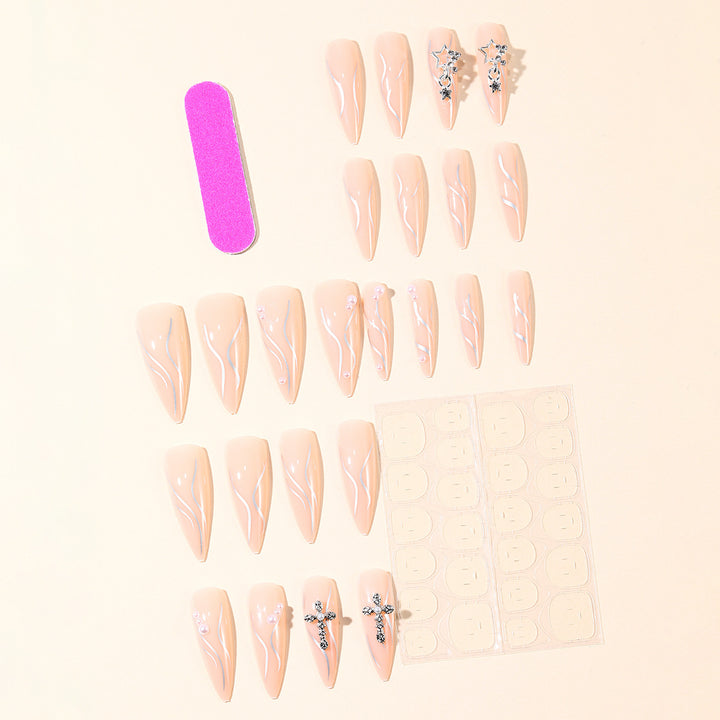 Stiletto Acrylic Nail Art Extensions with Decorative Accents Stornfield