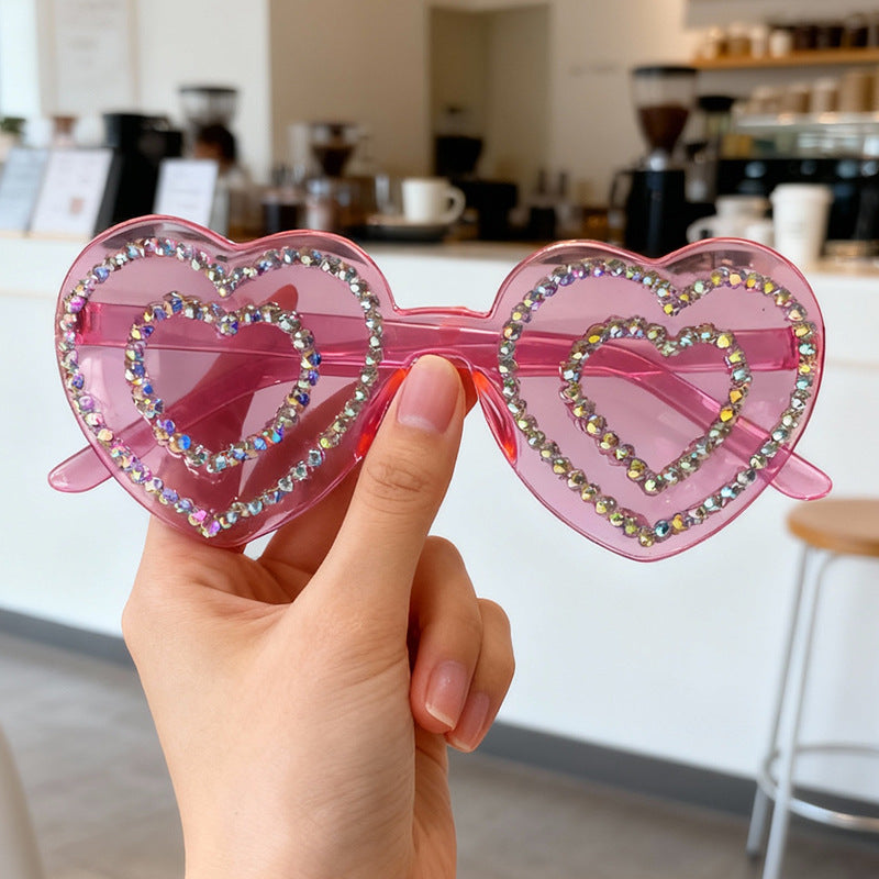 Rhinestone-Embellished Heart-Shaped Sunglasses Stornfield 1787141238