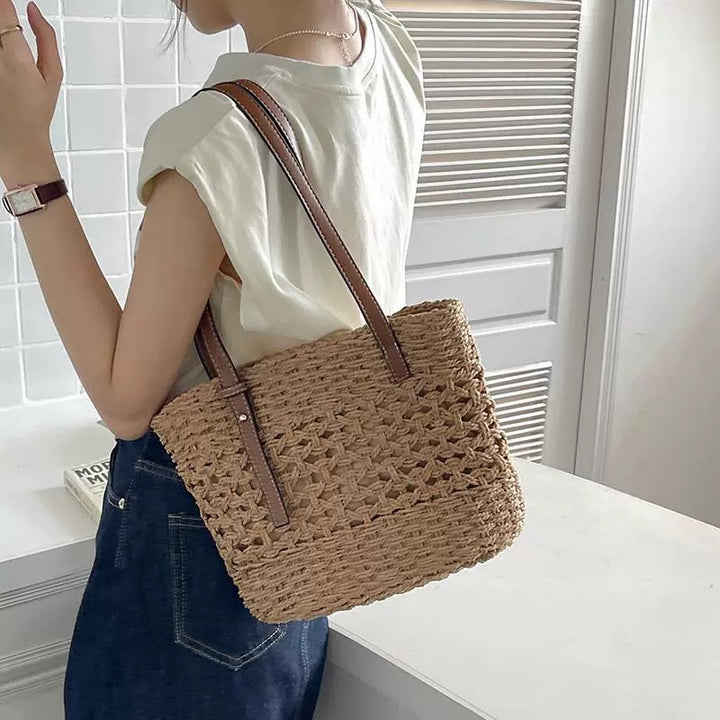 Handbag Made of Natural Macrame with Vegan Leather Handles Stornfield