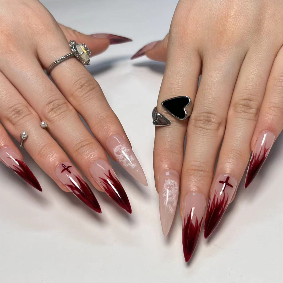 Artful Stiletto Nails with Creative Gradient and Cross-Section Design Stornfield