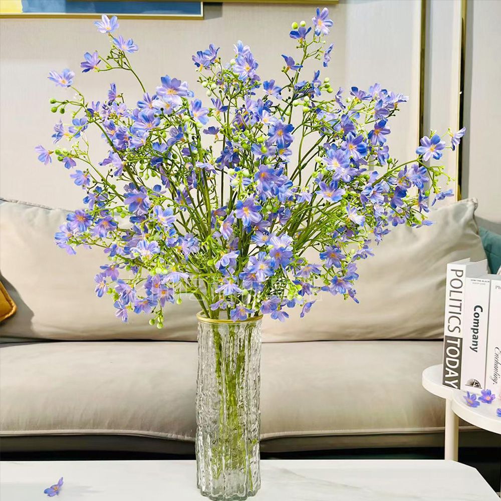 Artificial Floral Arrangement with Decorative Glass Vase