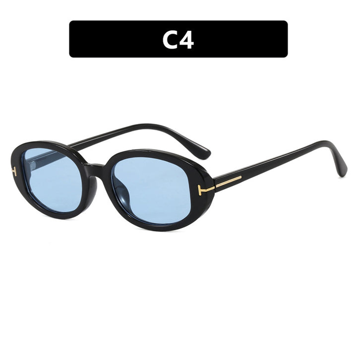 Ladies stylish oval sunglasses with golden details Stornfield