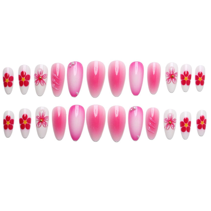 Artificial nail set with delicate flower designs and shimmering accents Stornfield