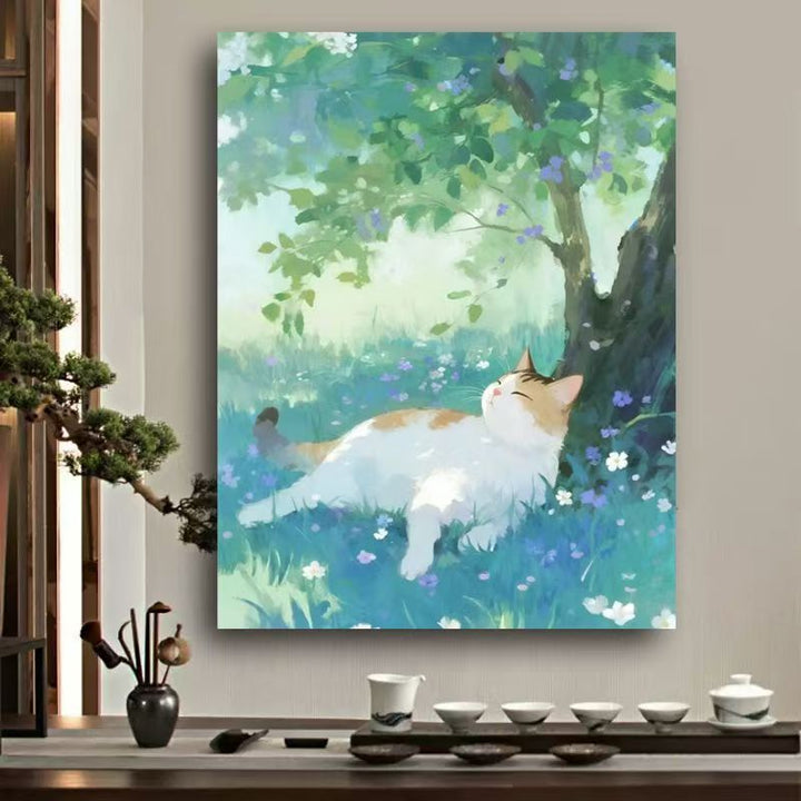 Whimsical Cat Watercolor Wall Art Stornfield