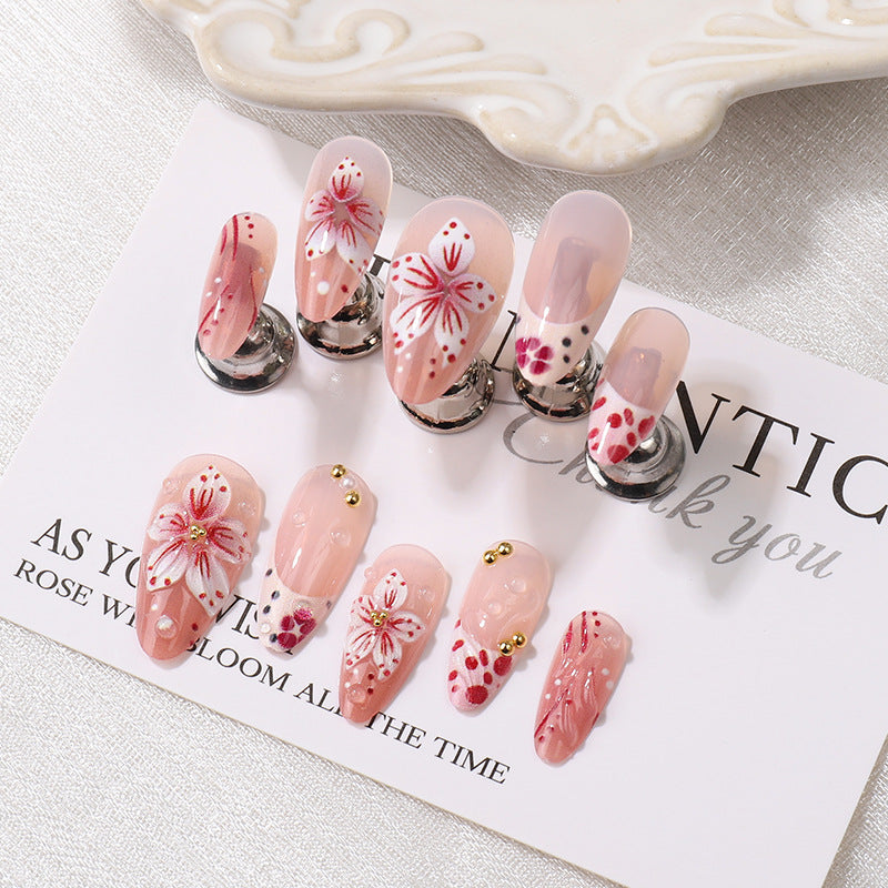 Premium Decorative Floral Press-On Nail Tips Stornfield