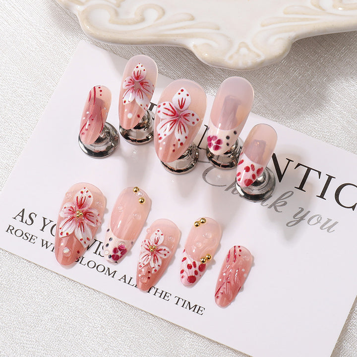 Premium Decorative Floral Press-On Nail Tips Stornfield