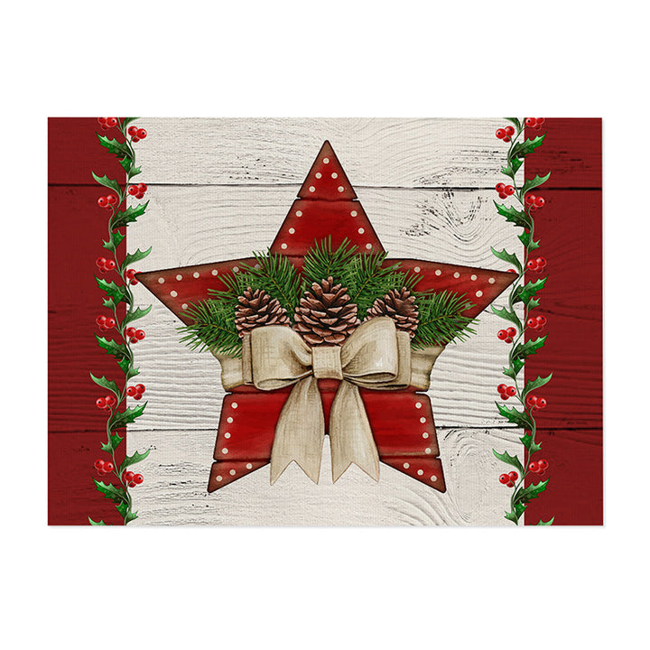 Festive Pinecone Star Holiday Indoor-Outdoor Doormat with Non-Slip Backing