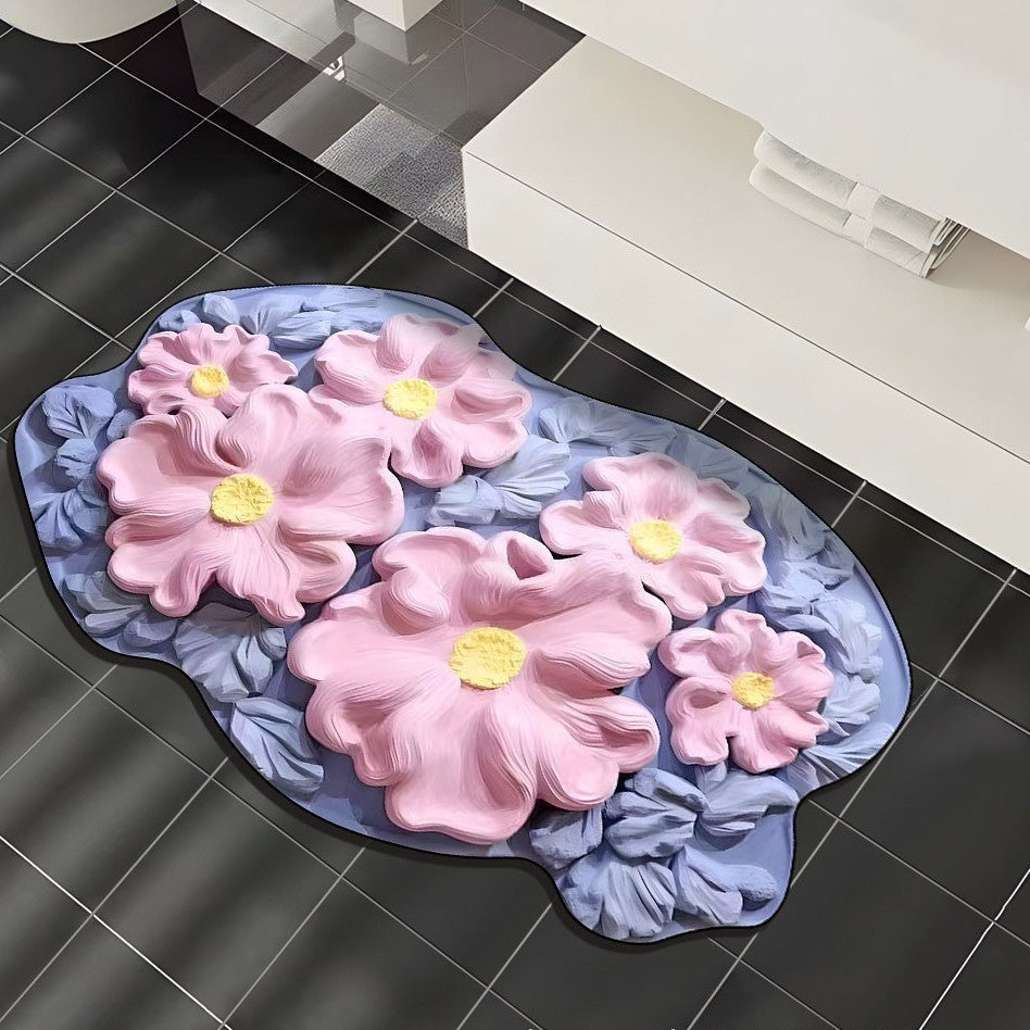 Floral 3D Decorative Bathroom Mat for Home
