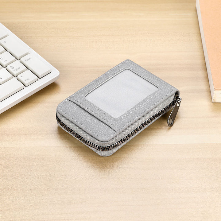 RFID-Blocking Textured Leather Zip Card Holder Stornfield