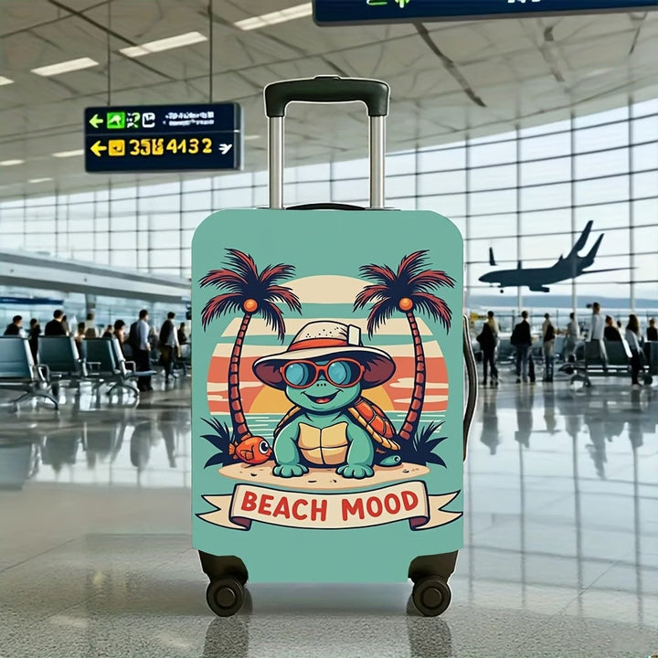 Unisex non-elastic suitcase cover with beach turtle motif, stretchy zipper protection for trolley Stornfield
