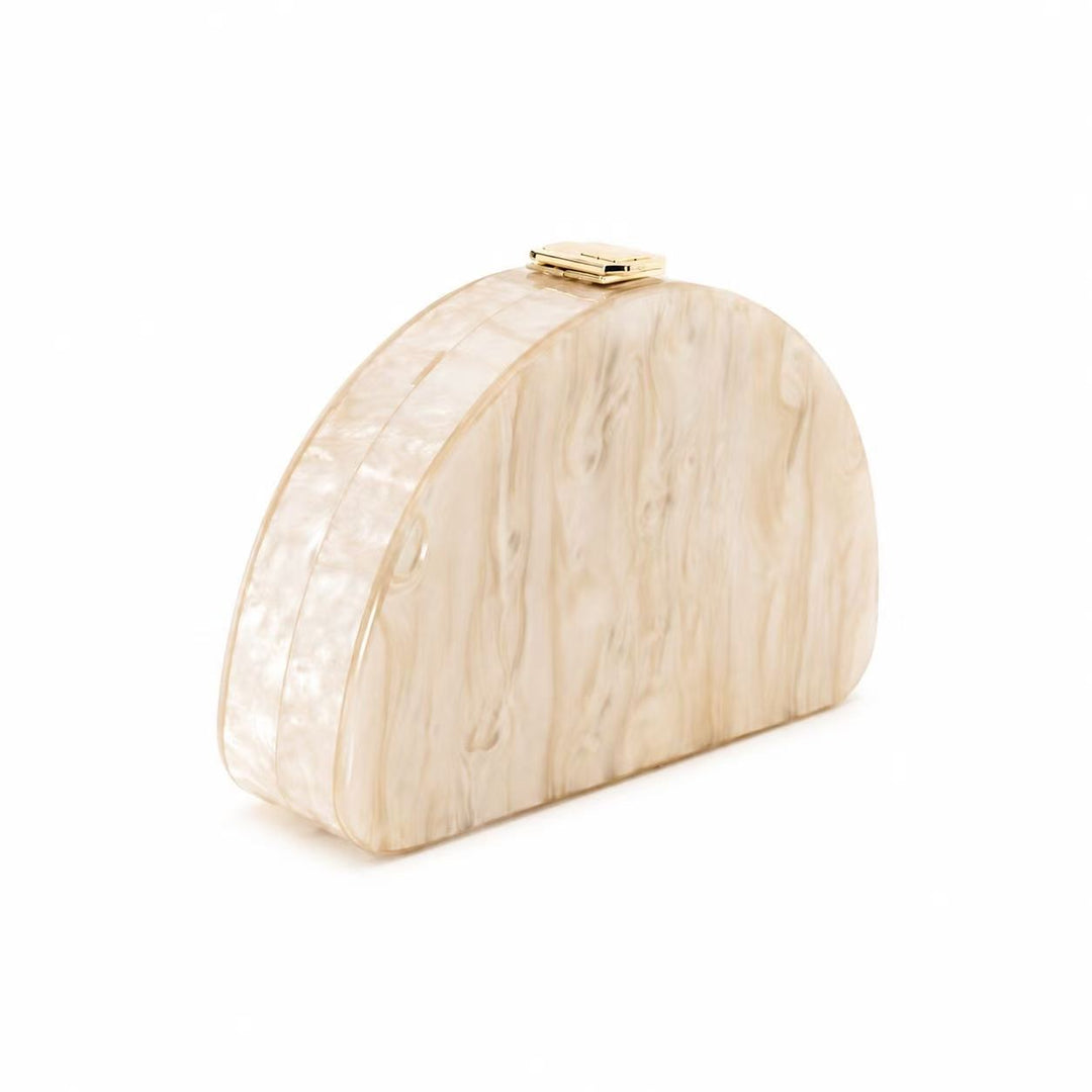 Iridescent Half-Moon Acrylic Clutch