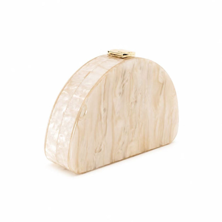 Iridescent Half-Moon Acrylic Clutch