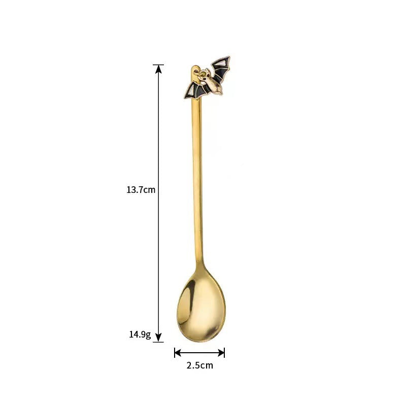Long Bar Spoon Cocktail Stirring Spoon made of Stainless Steel with Halloween Ghost Design