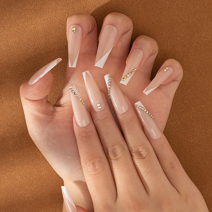 Artistic Stiletto Press-On Nails with Rhinestone Accents Stornfield