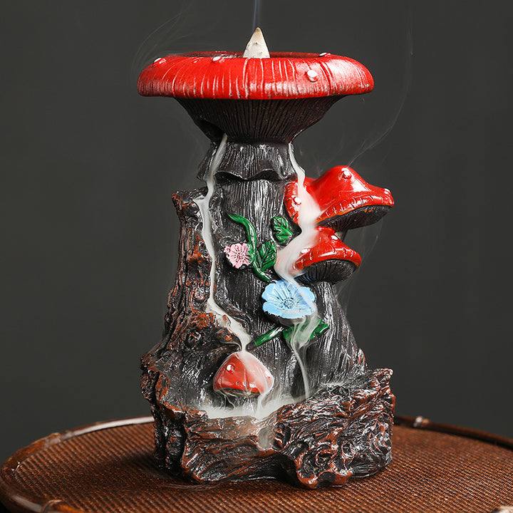Artistic Mushroom-Themed Incense Waterfall