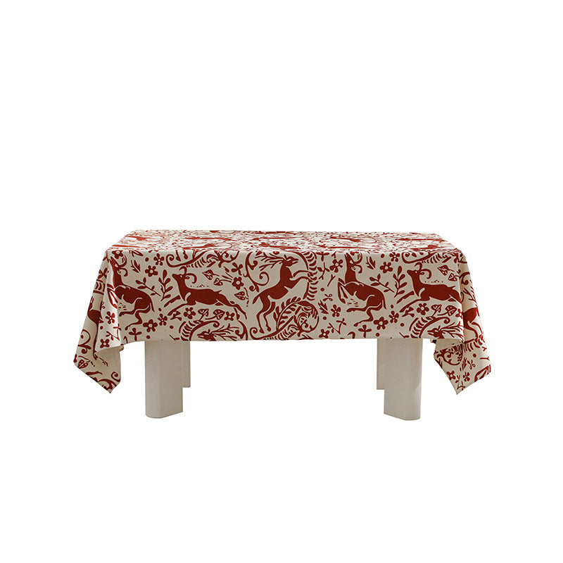 Rectangle wipeable tablecloth with diagonal checkered design and tassels Stornfield