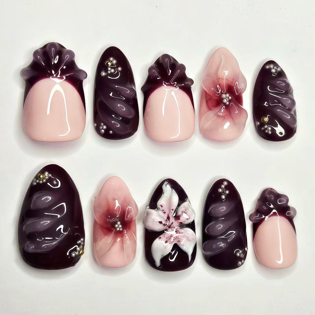 Elegant Decorative Press-On Nail Art Set 1790746208