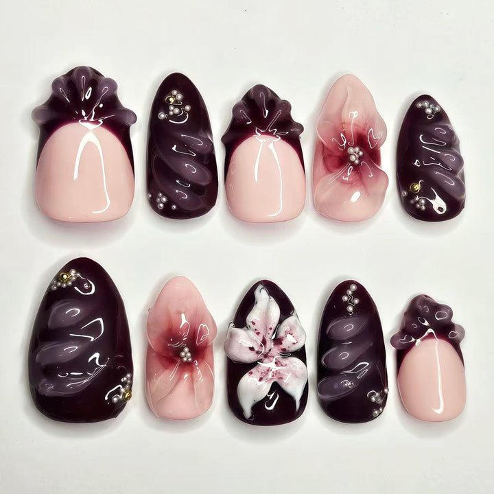 Elegant Decorative Press-On Nail Art Set 1790746208