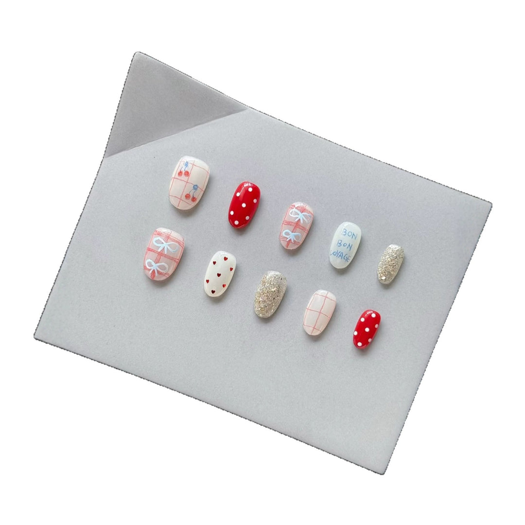 Decorative Press-On Nail Art Set with Elegant Themes