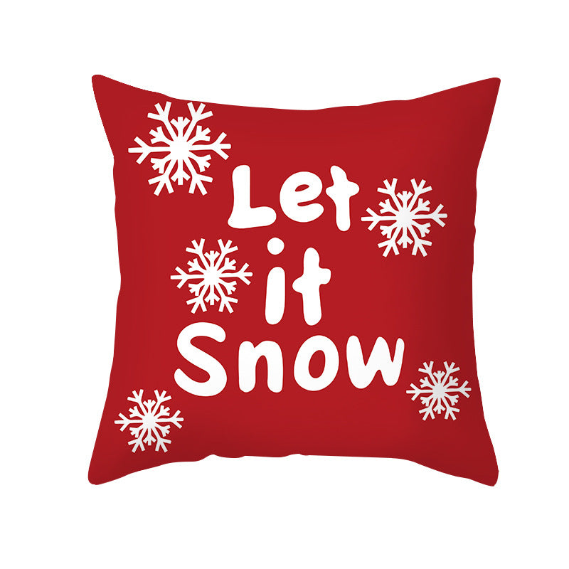 Decorative Holiday Throw Pillow Cover with Script Greeting and Antler Motif