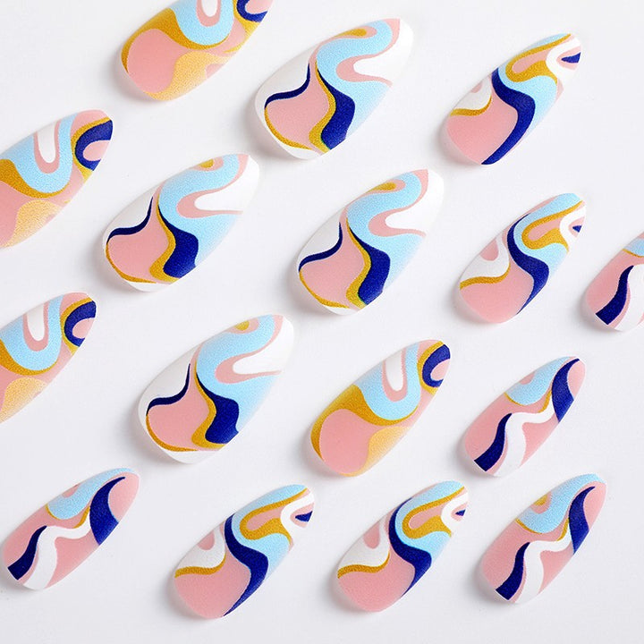 Artificial nails with modern wave-shaped design Stornfield