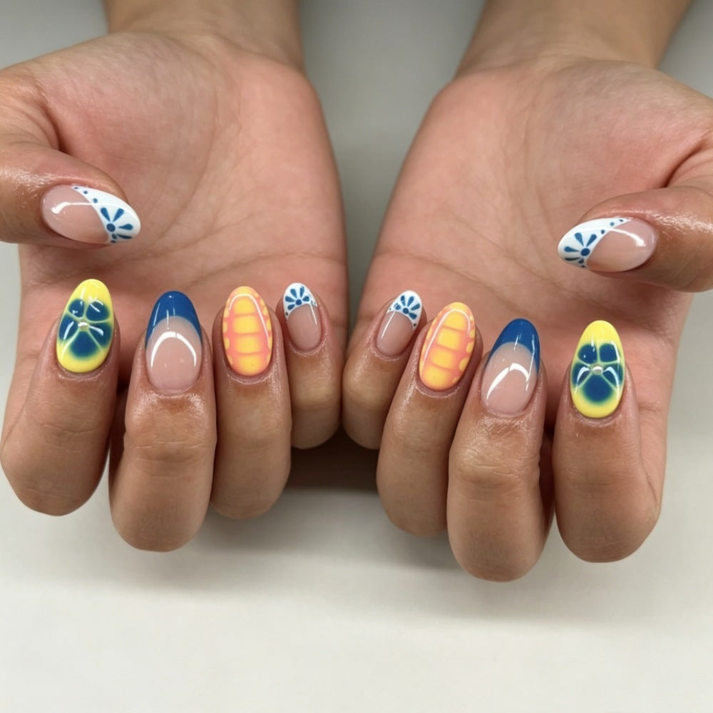 Artificial nails with colorful floral accents Stornfield