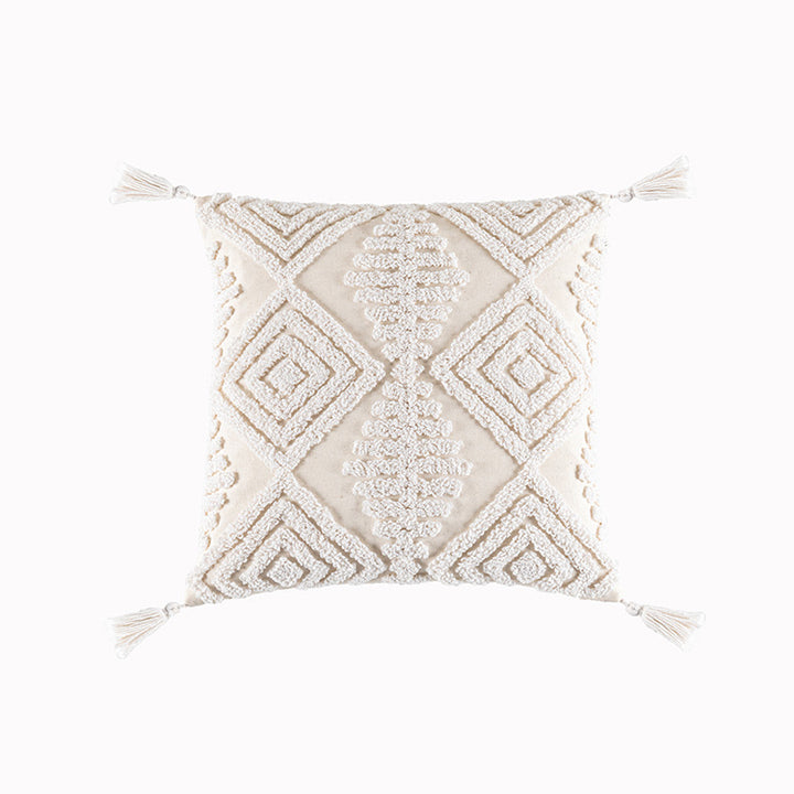 Square cushion cover with embroidered sheep motifs made of cotton blend Stornfield