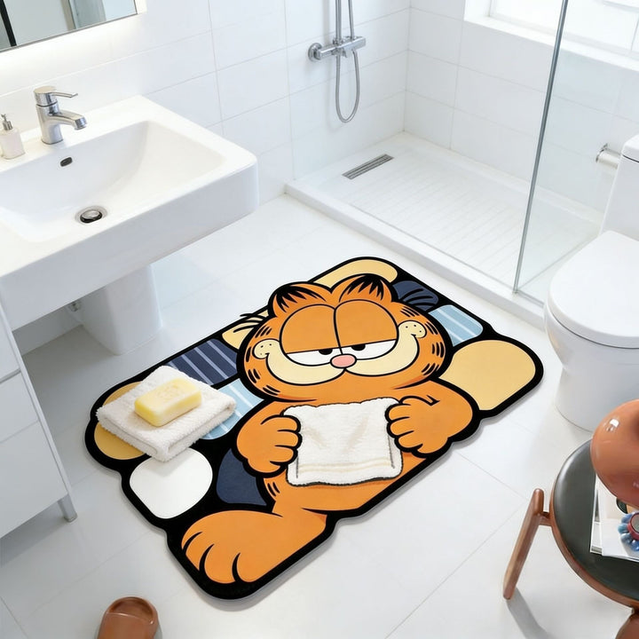Cartoon Cat-Themed Toilet Bath Mat