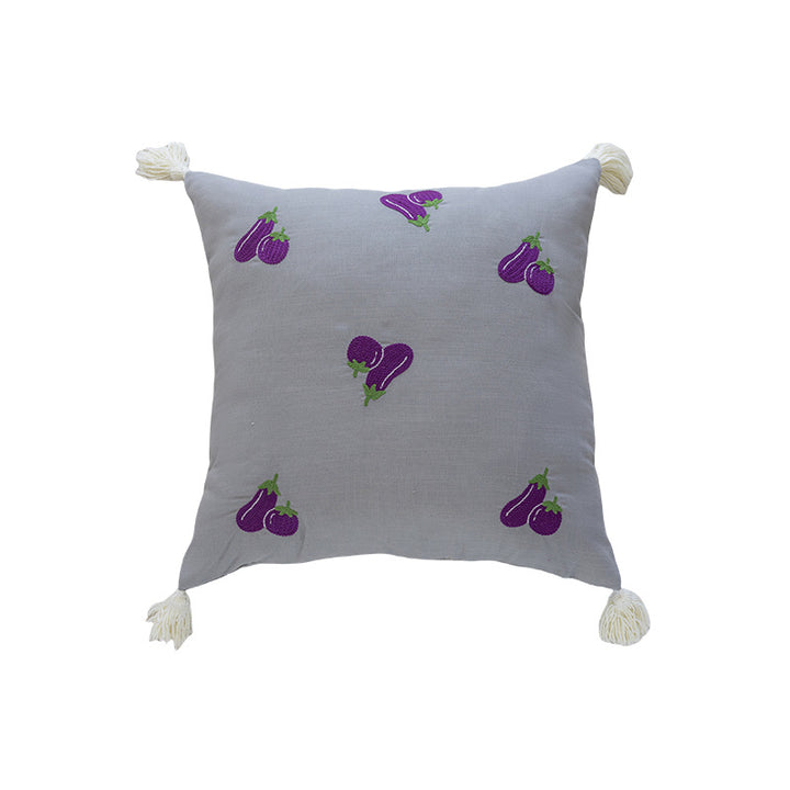 Embroidered Pineapple Tassel Decorative Throw Pillow