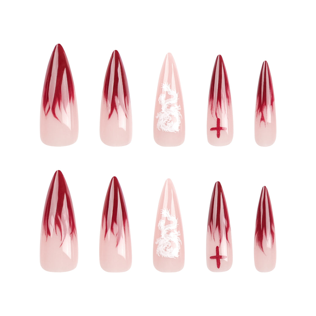 Artful Stiletto Nails with Creative Gradient and Cross-Section Design Stornfield