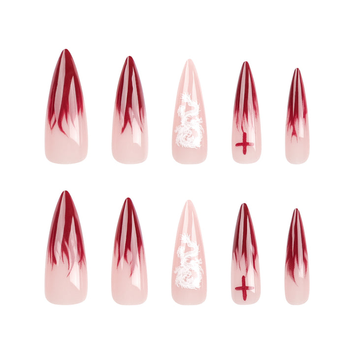 Artful Stiletto Nails with Creative Gradient and Cross-Section Design Stornfield