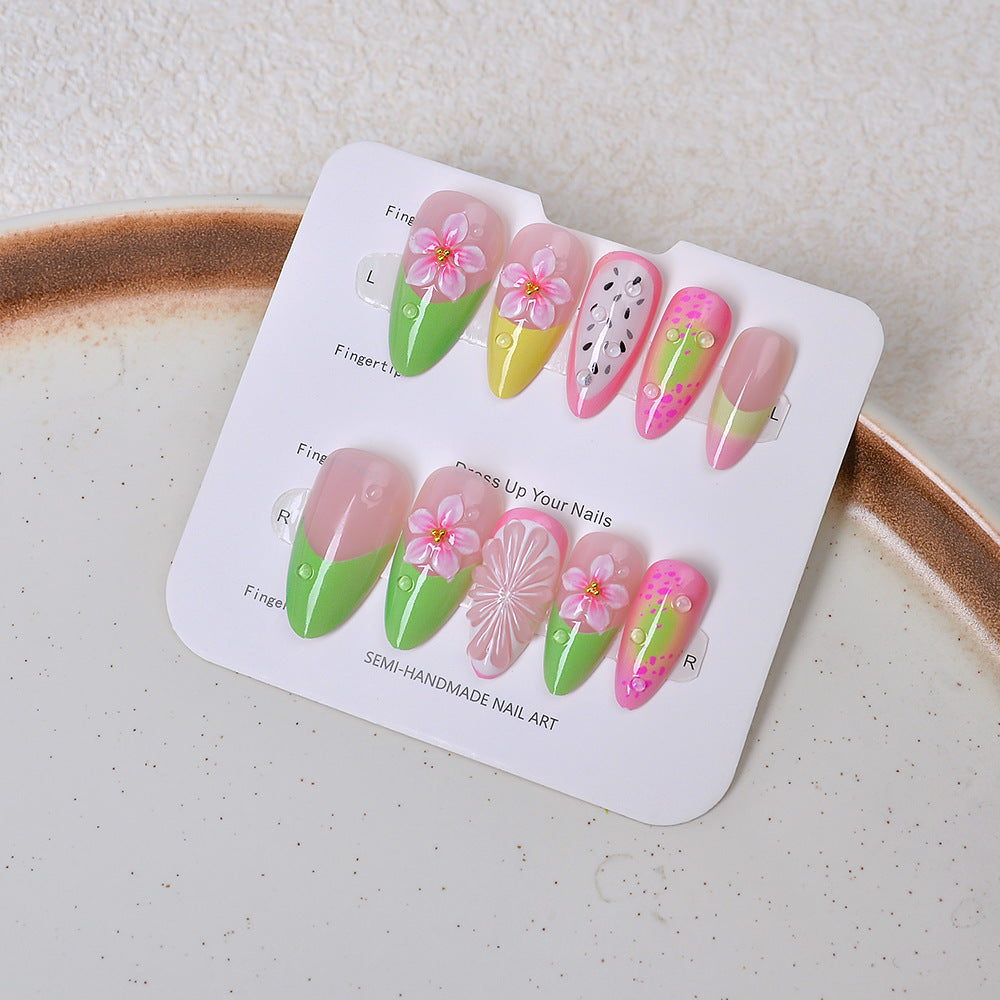 Artistic Floral-Patterned Press-On Nail Set Stornfield