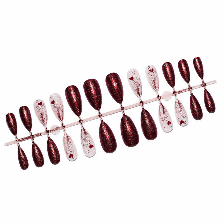 Luxury artificial nails with glitter and heart design Stornfield