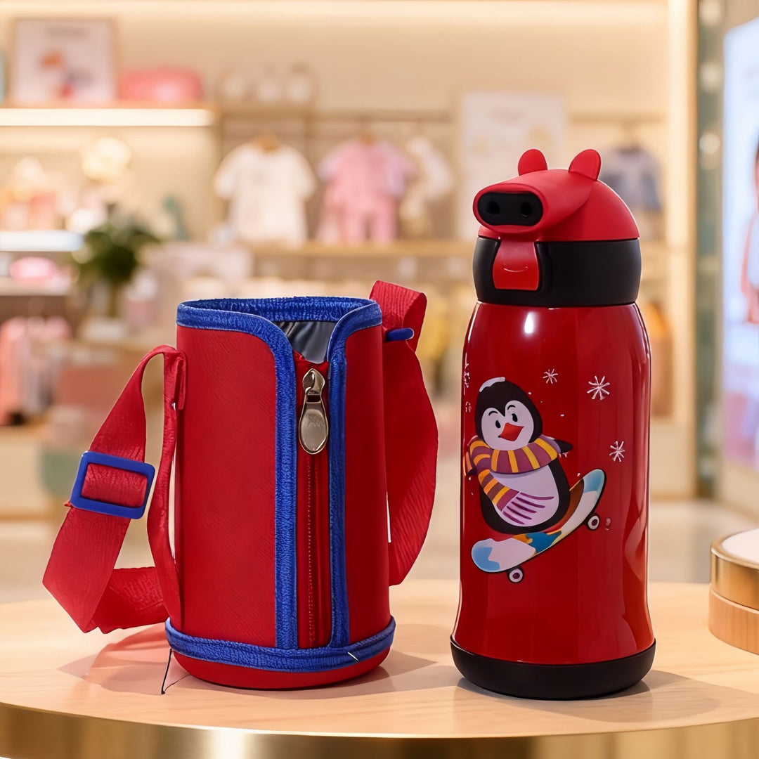 Women's Insulated Water Bottle with Practical Carry Strap and Animal Design Stornfield