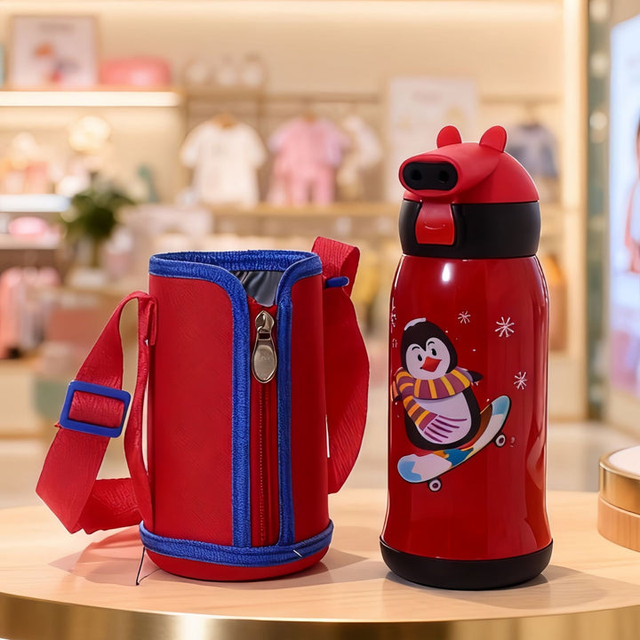 Women's Insulated Water Bottle with Practical Carry Strap and Animal Design Stornfield