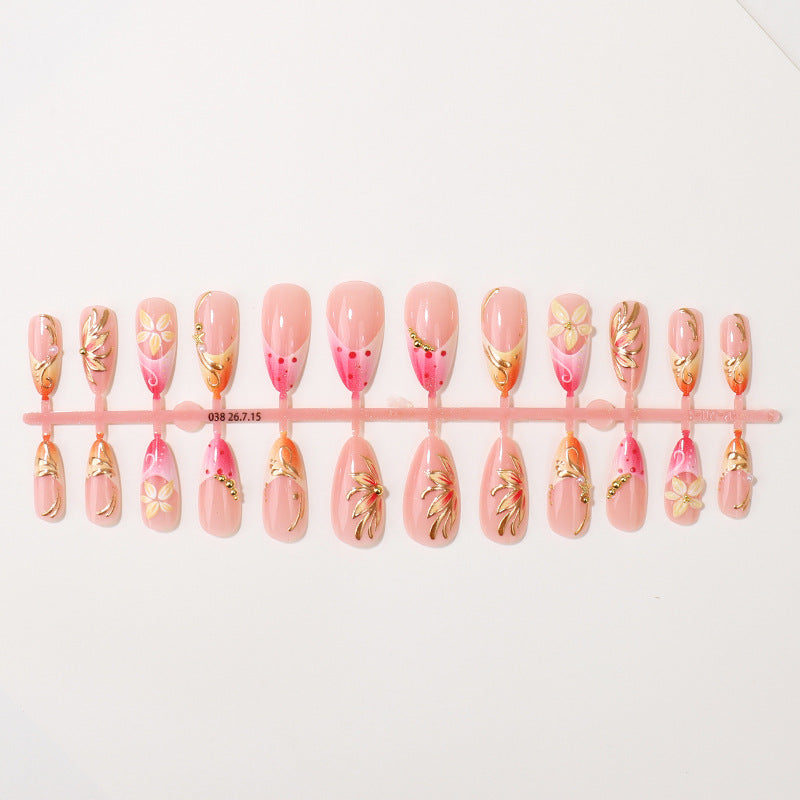 Premium Floral Design Press-On Nail Set Stornfield