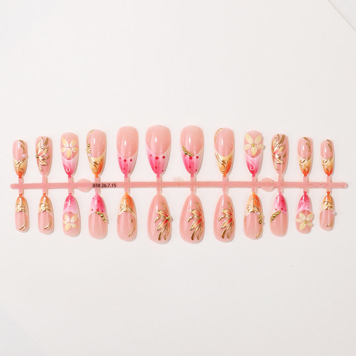 Premium Floral Design Press-On Nail Set Stornfield
