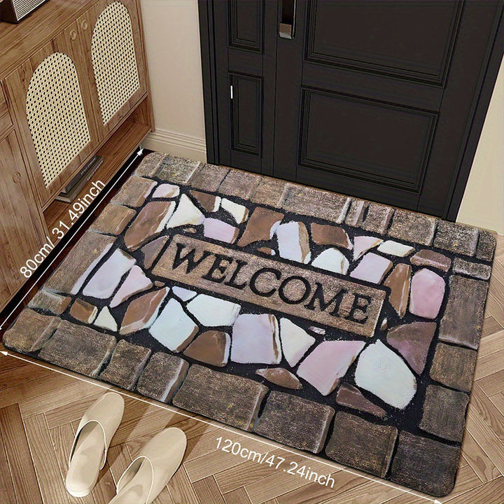 Mosaic Floral Welcome Mat