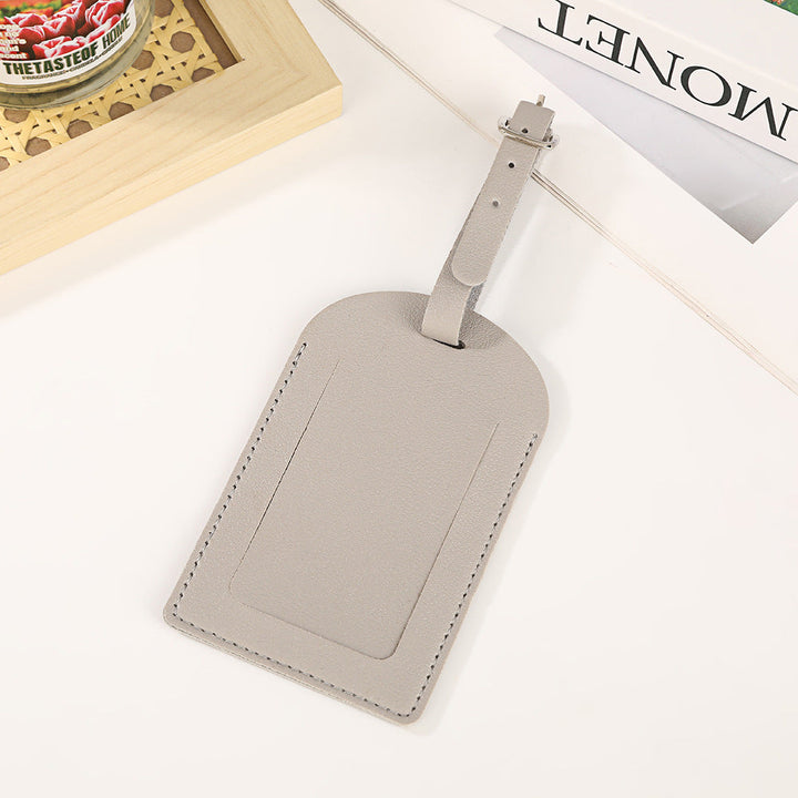 premium vegan leather luggage tag with adjustable buckle and clear ID window Stornfield