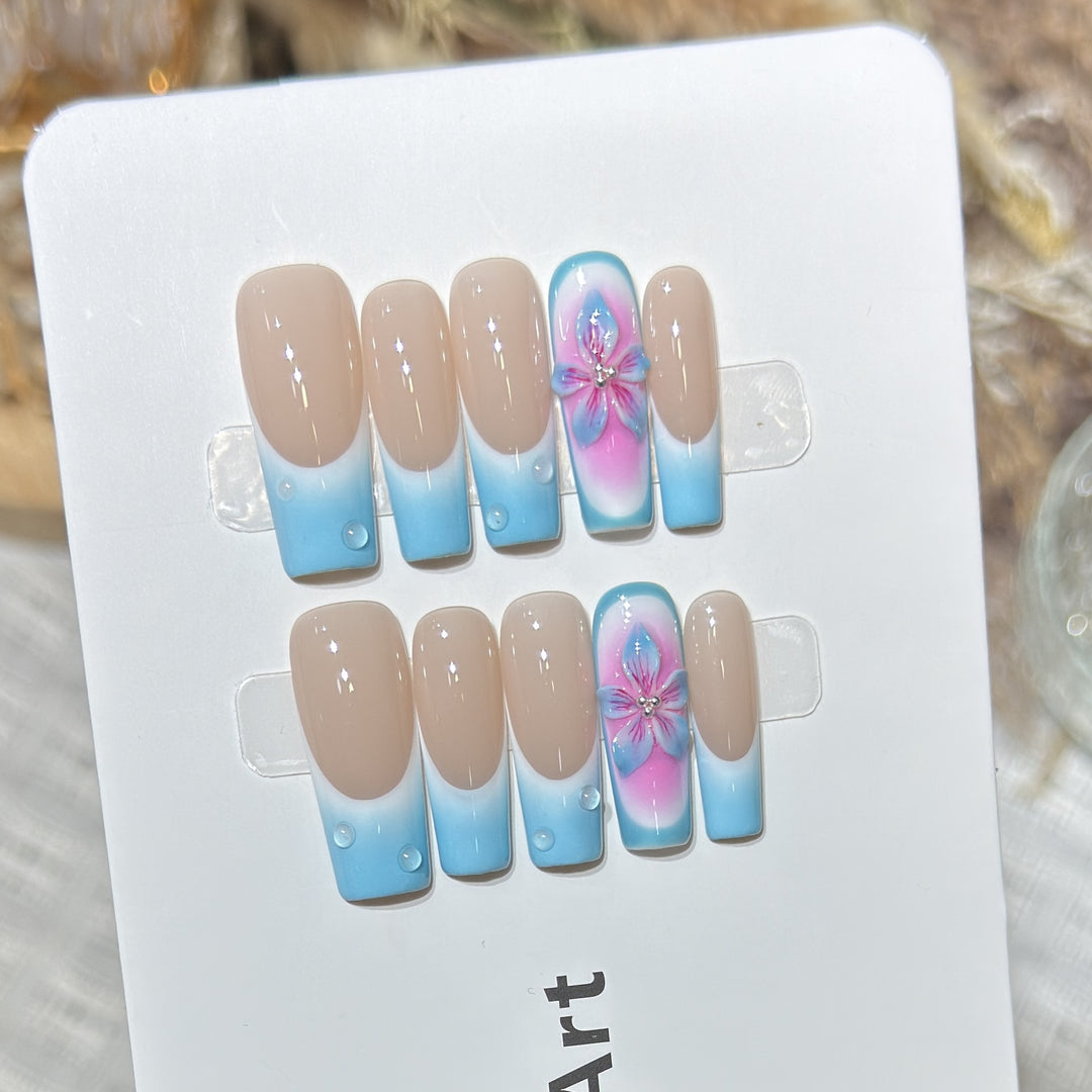Floral-Accent Press-On Nail Set Stornfield
