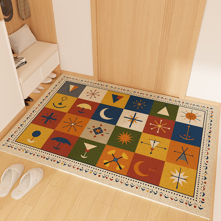 Playful Striped Dog Print Welcome Mat Stornfield
