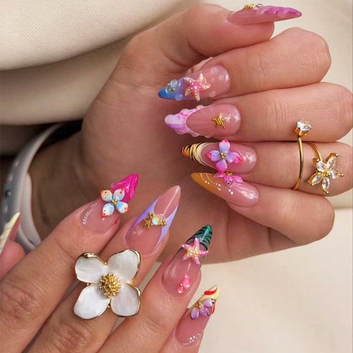 Artistic Shell-Inspired Press-On Nail Set Stornfield