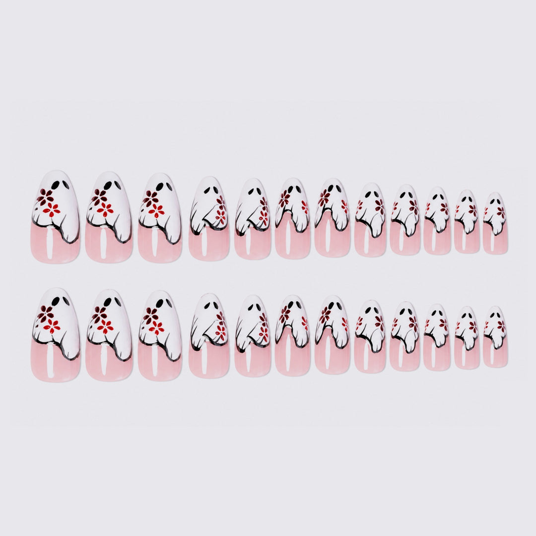 Artificial nail set with floral motifs and elegant embellishments Stornfield