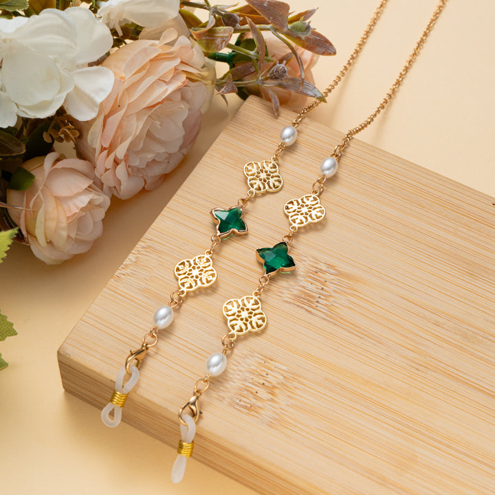Elegant Gemstone and Pearl Eyewear Chain Stornfield