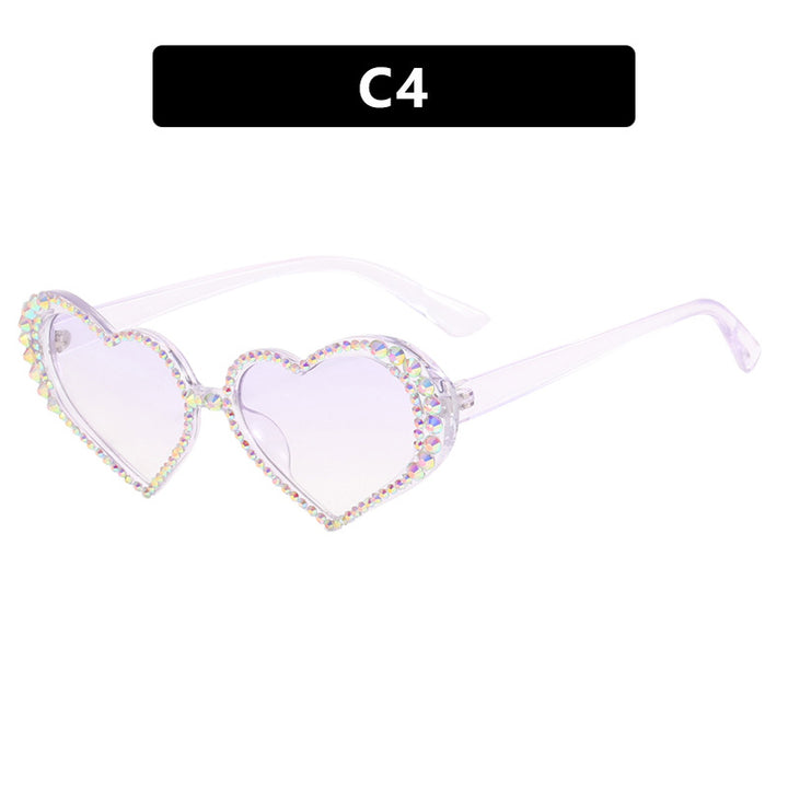 Women's Heart-Shaped Sunglasses with Rhinestone-Embellished Frame Stornfield