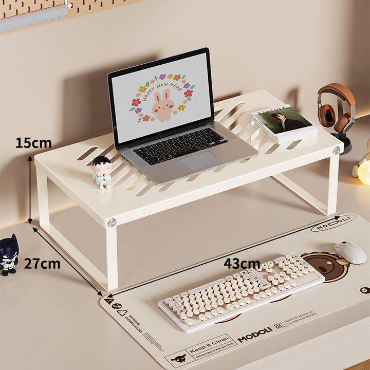 Slim Ventilated Steel Laptop and Monitor Riser with Wide Shelf and Cable Slots