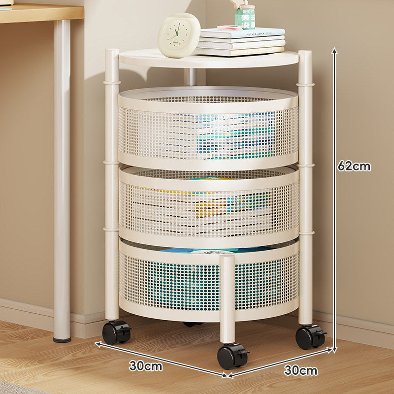Compact Rolling Mesh Multi-Tier Corner Storage Cart