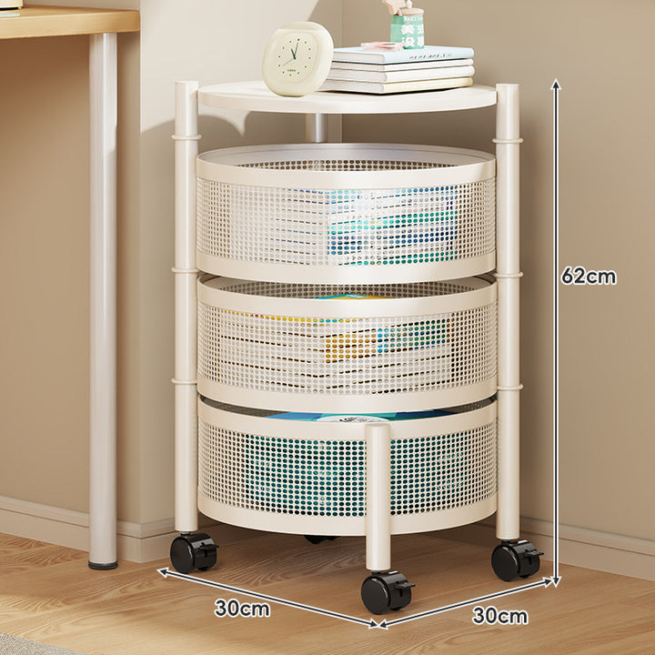 Compact Rolling Mesh Multi-Tier Corner Storage Cart