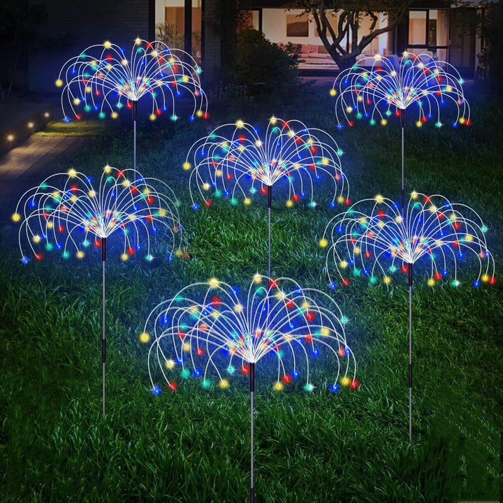 Solar-Powered Fiber-Optic Dandelion Garden Stake Lights With Waterproof LED Fireworks Effect Stornfield